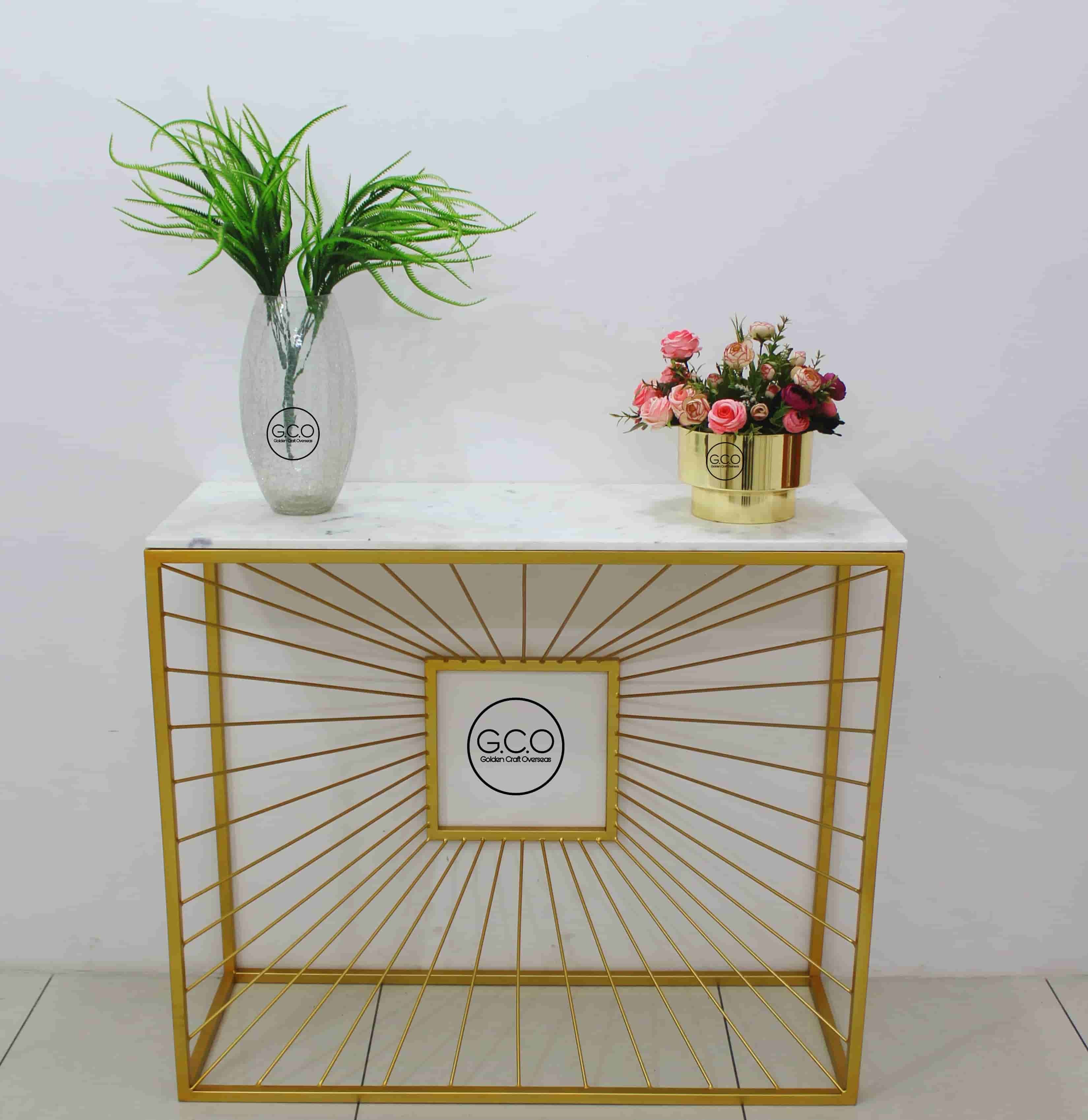 Iron Console Table With Marble Top - Brand Name: Golden Craft Overseas