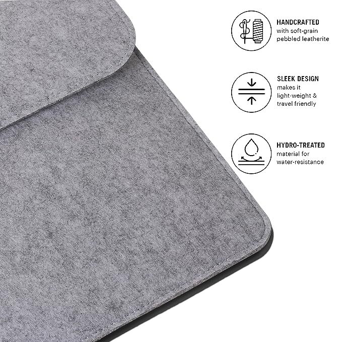 Felt Design Laptop Sleeve Case - Soft Light Grey Fabric, 42 X 0.5 X 30 Cm | Customizable Color, Design, Logo, Size, Weight