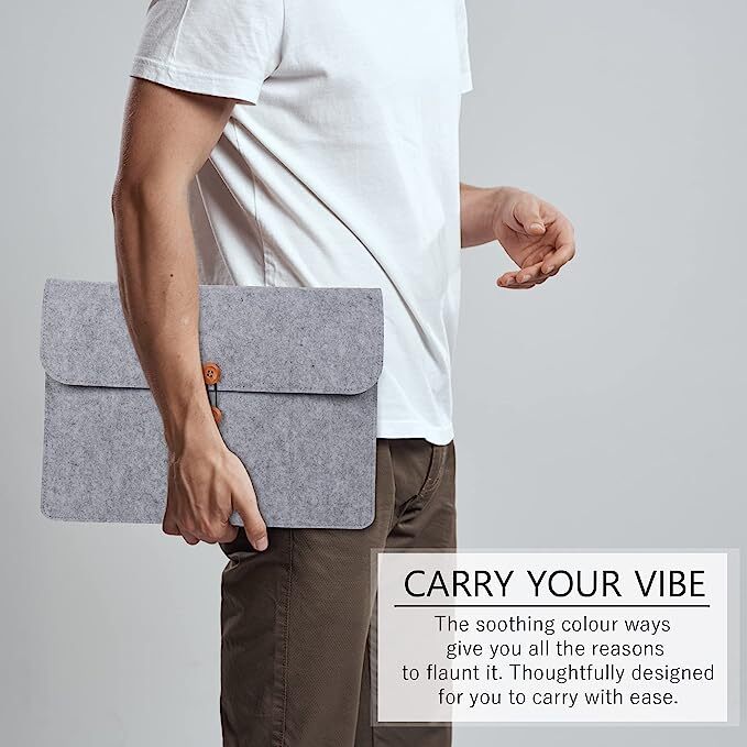 Felt Design Laptop Sleeve Case - Soft Light Grey Fabric, 42 X 0.5 X 30 Cm | Customizable Color, Design, Logo, Size, Weight