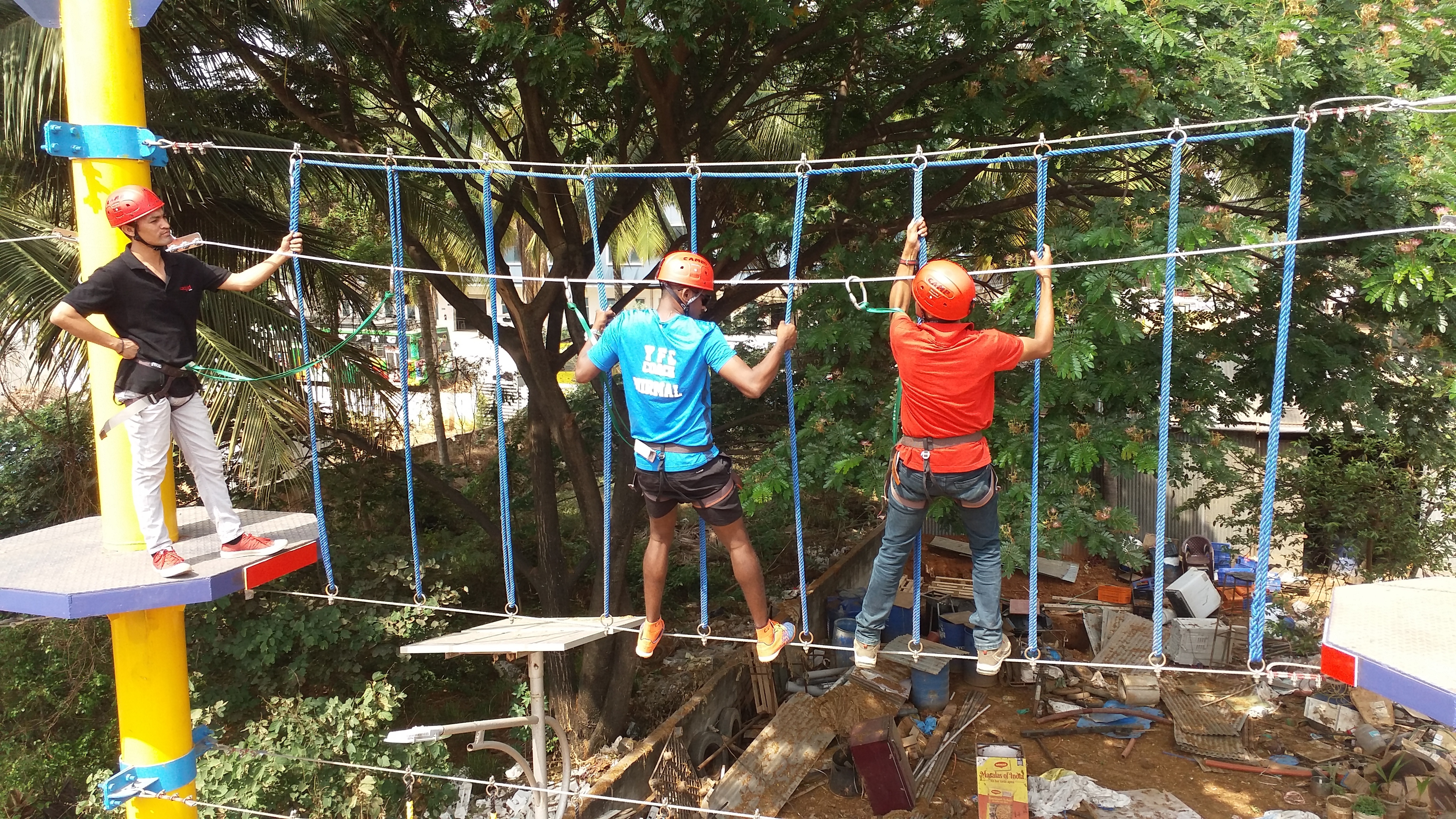 Swinging Burma Bridge Rope Course Tower