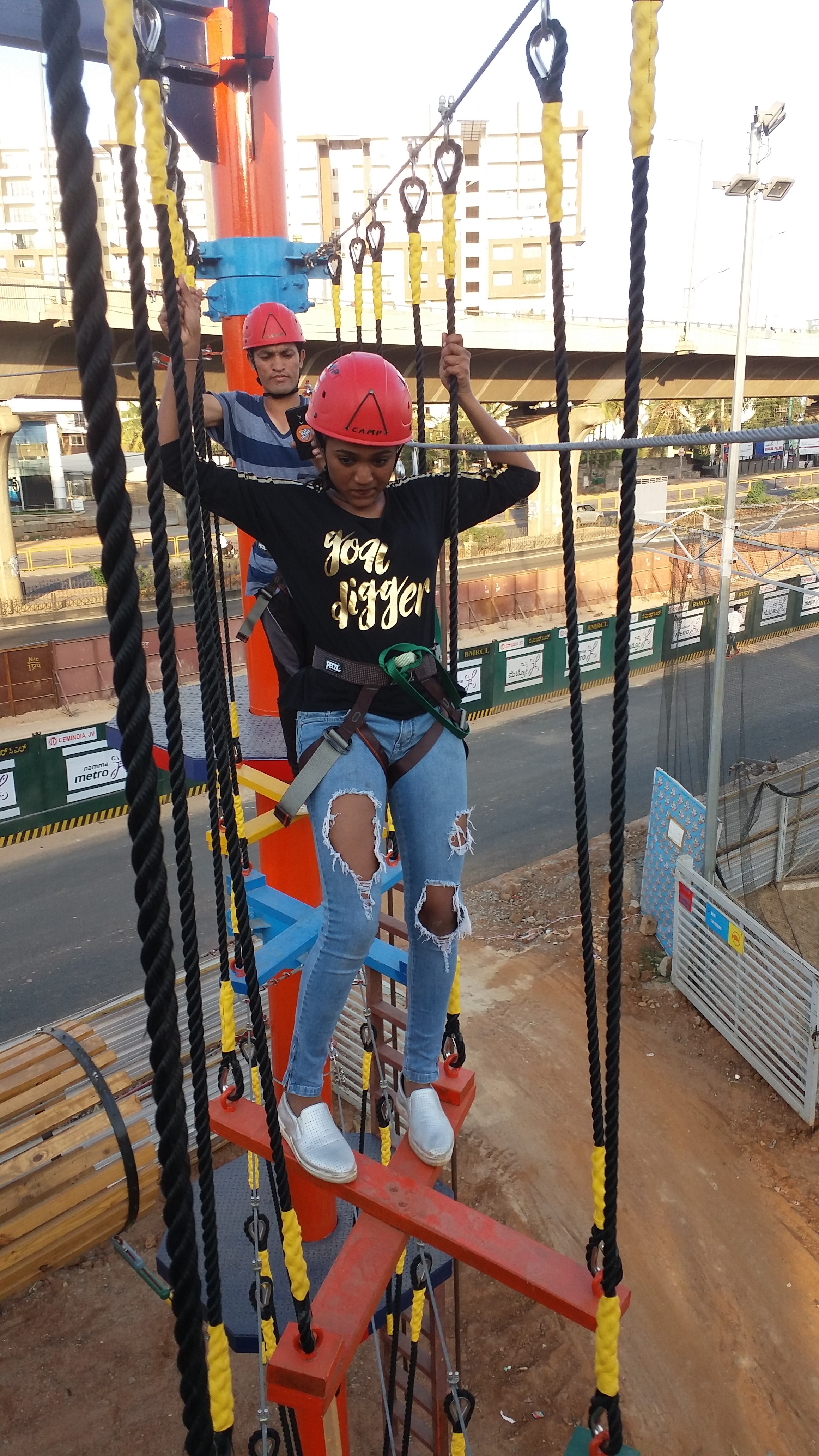 Swinging Burma Bridge Rope Course Tower