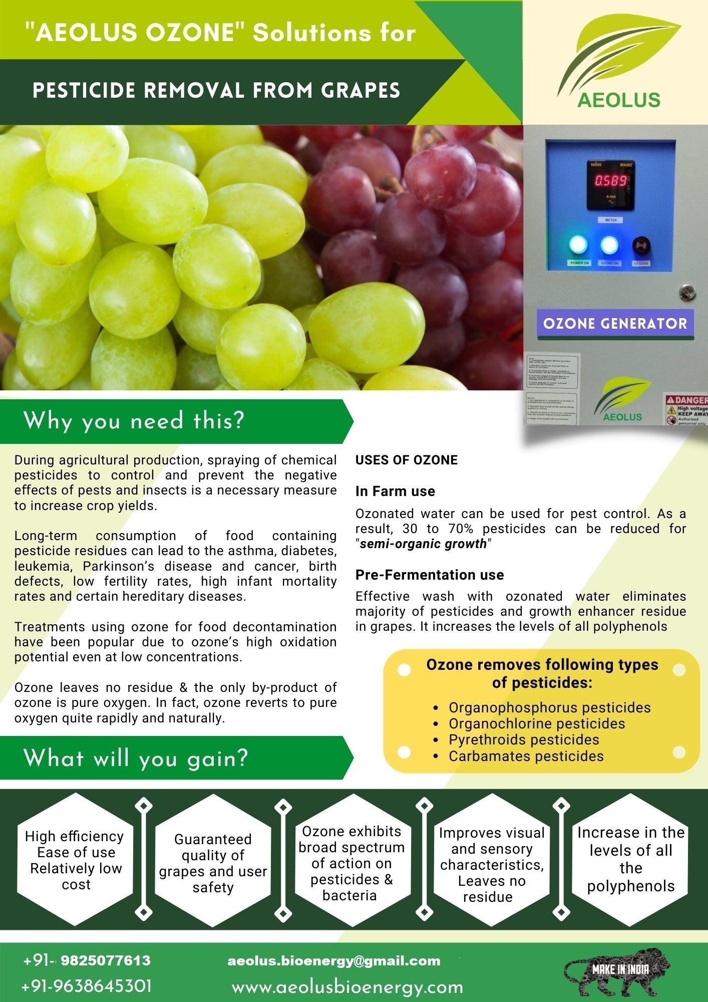 Pesticide Removal From Vegetables And Fruits With Ozone Frequency (Mhz): 50 Hertz (Hz)