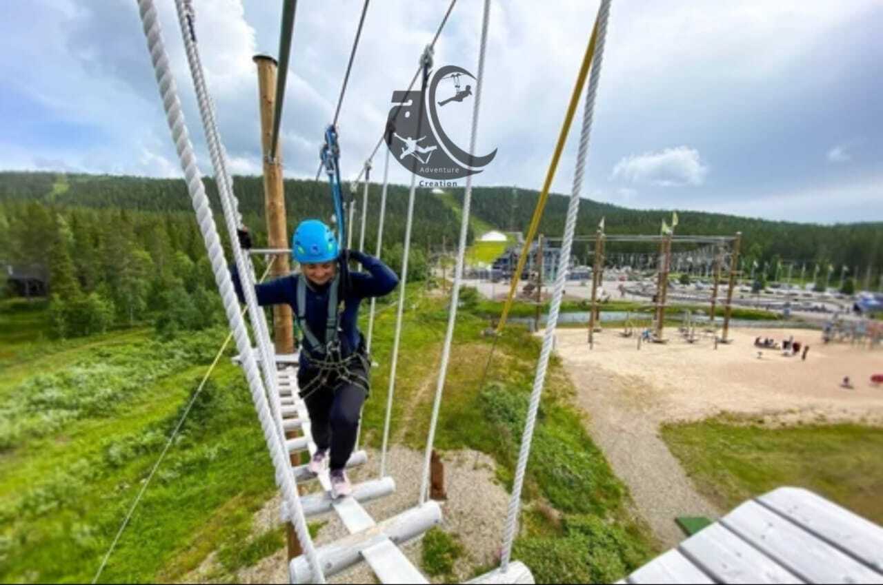 Swinging Burma Bridge Rope Course Tower
