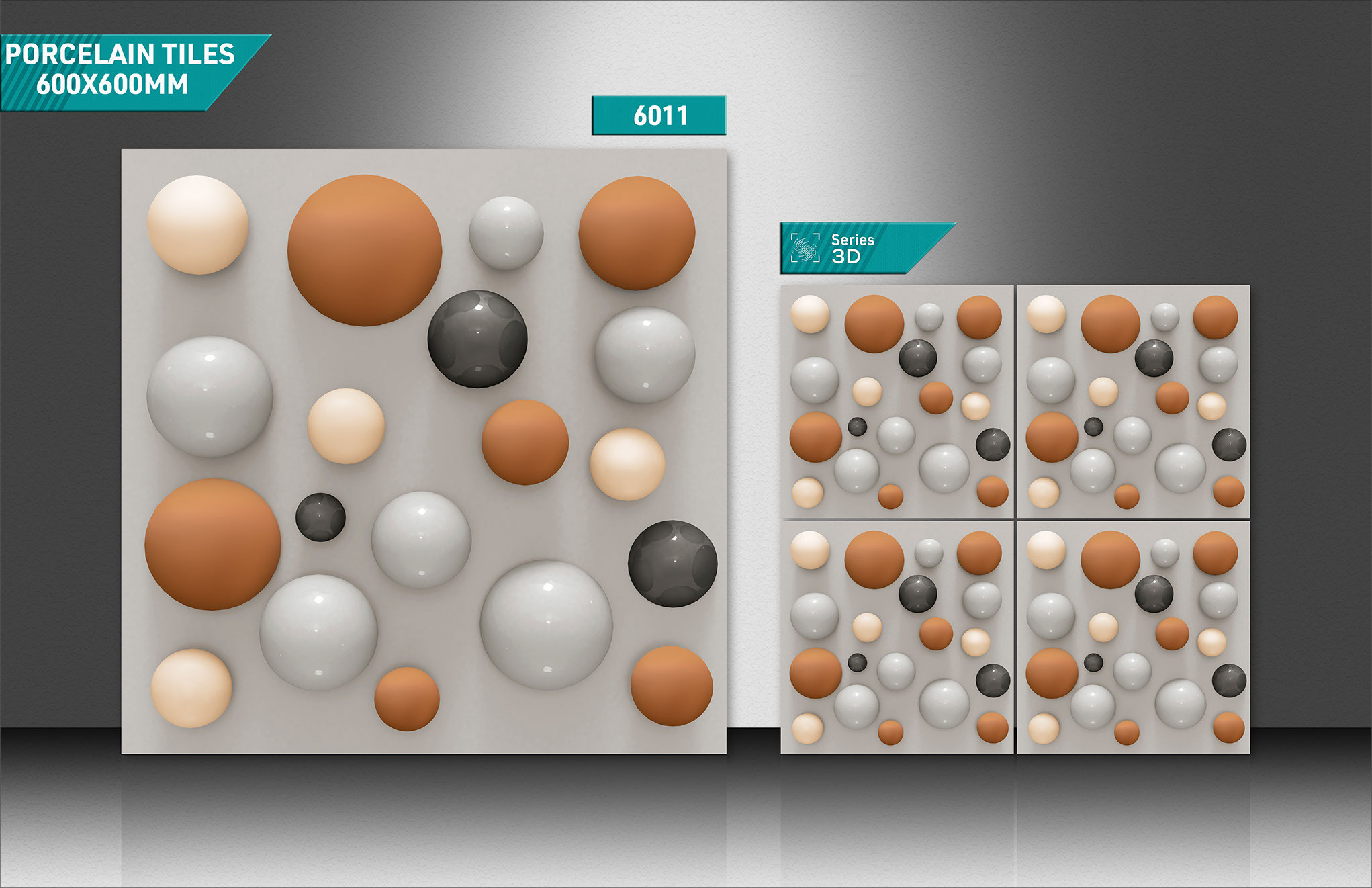 3d Glossy Porcelain Tiles - Color: Multi Color