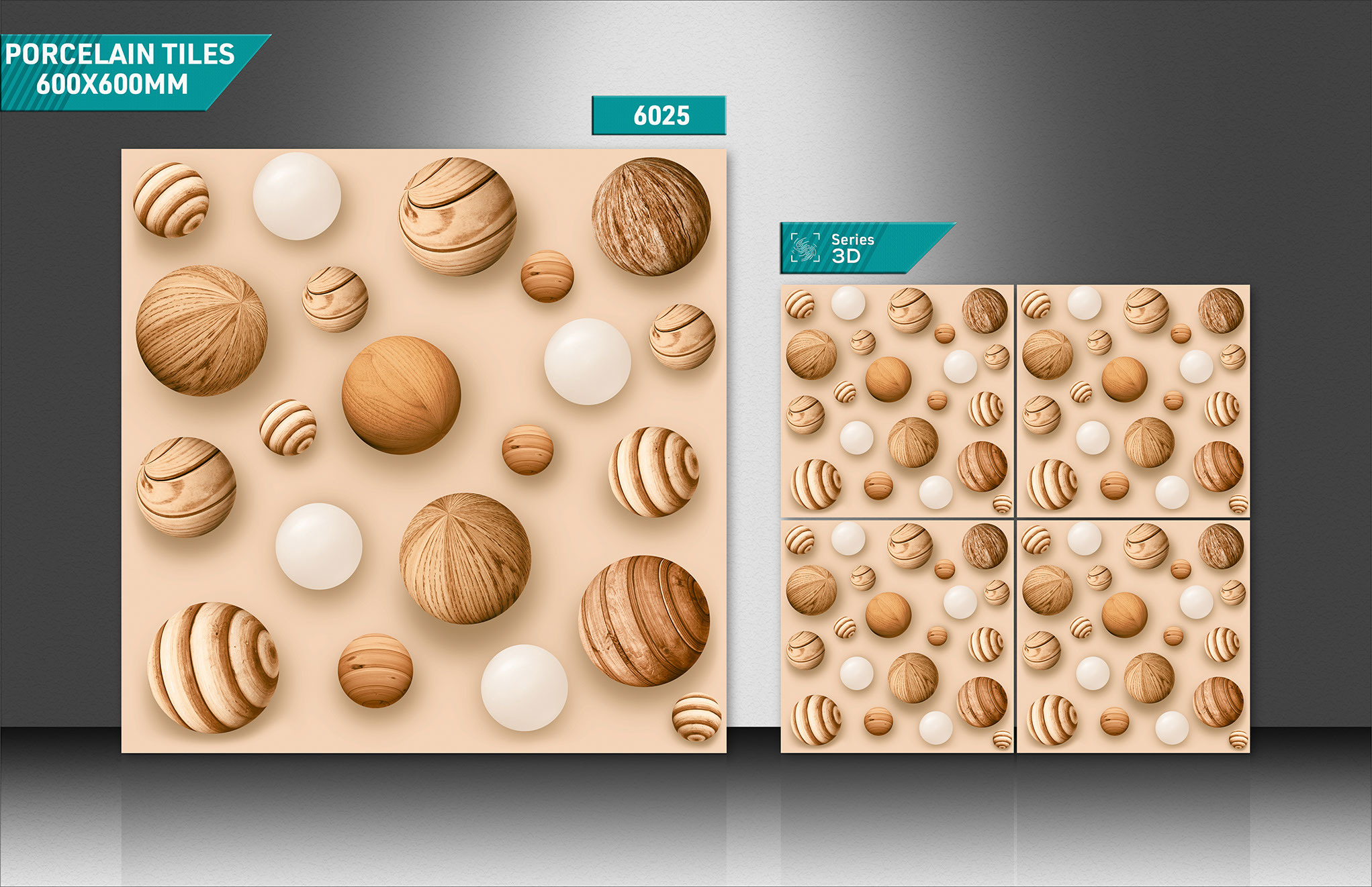 60x60cm Porcelain 3d Glossy Tiles - Color: Mixed