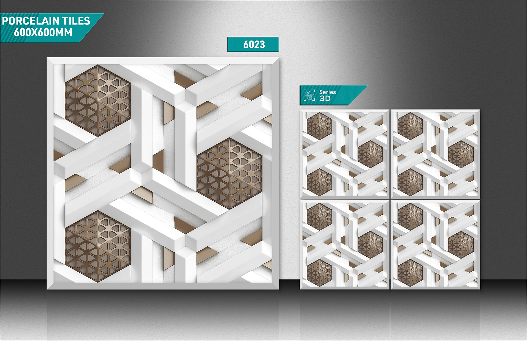 60x60cm Porcelain 3d Glossy Tiles - Color: Mixed