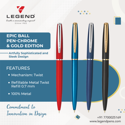 Epic Ball Pen With Chrome Part - Color: Multicolour