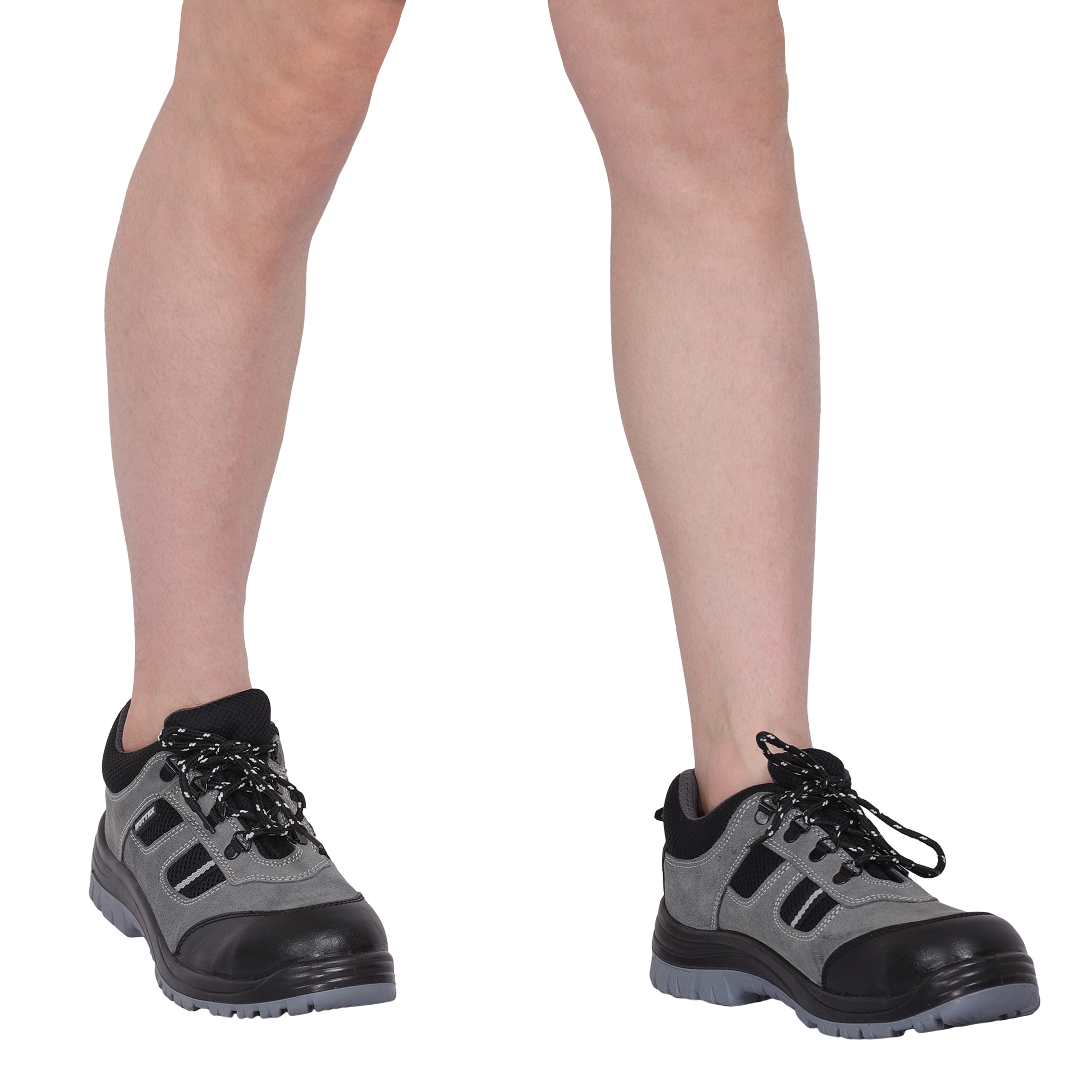 Grey Leather Safety Shoes