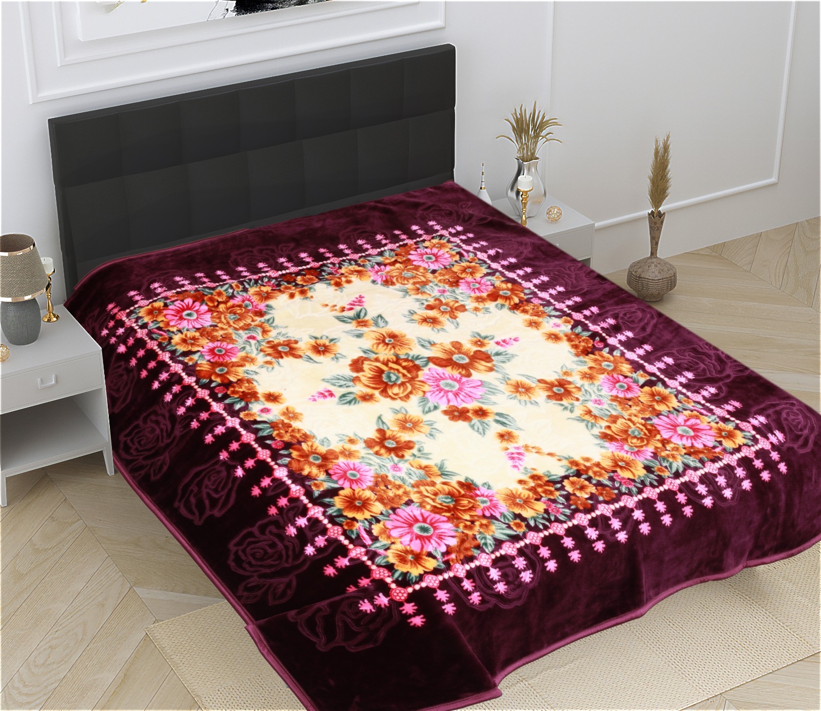 Fancy Double Bed Mink Blanket - Color: Different Available