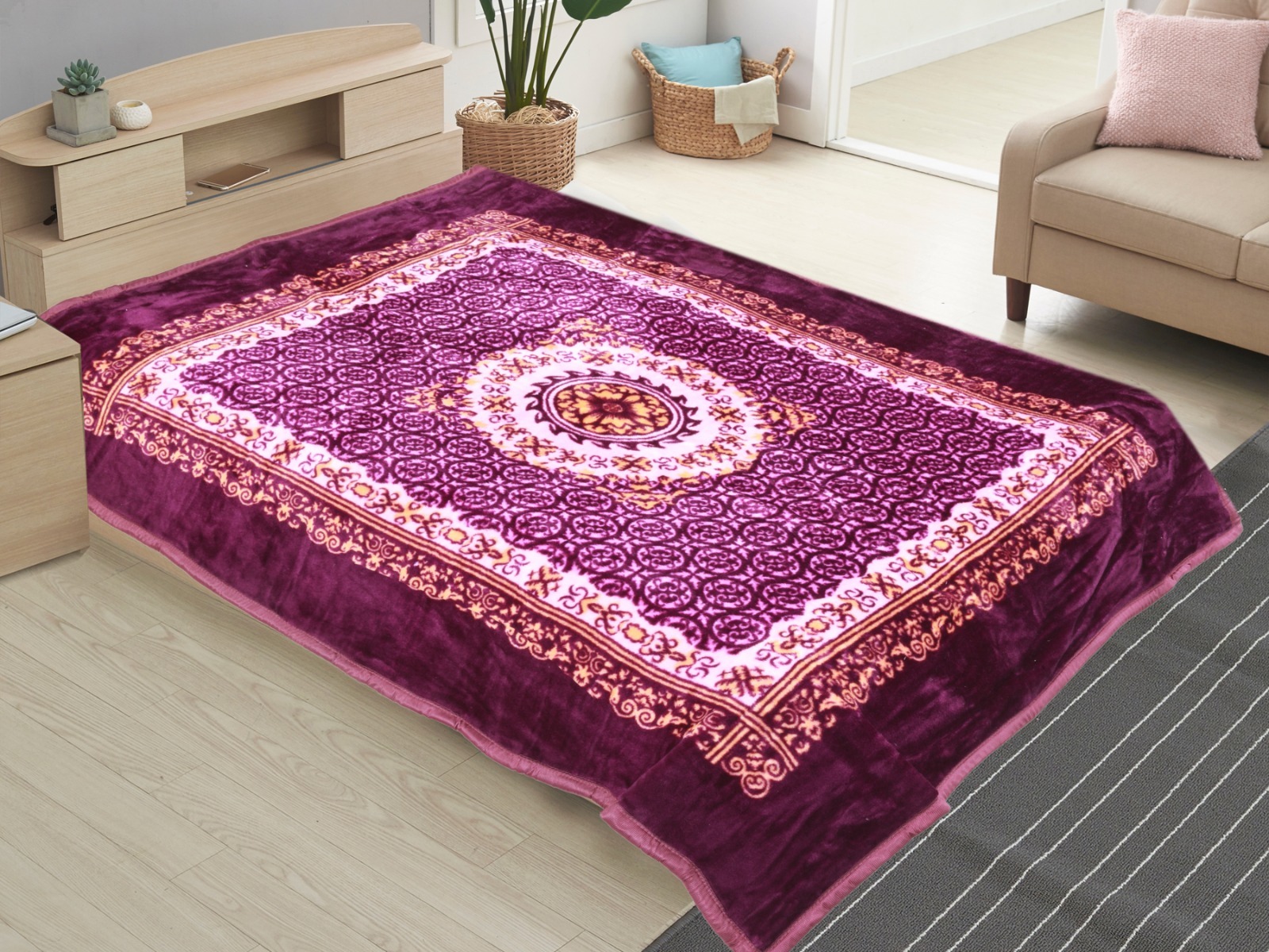 Designer Mink Blanket - 100% Cotton, Full Size | Luxuriously Soft, Lightweight, Machine Washable, Available In Various Colors