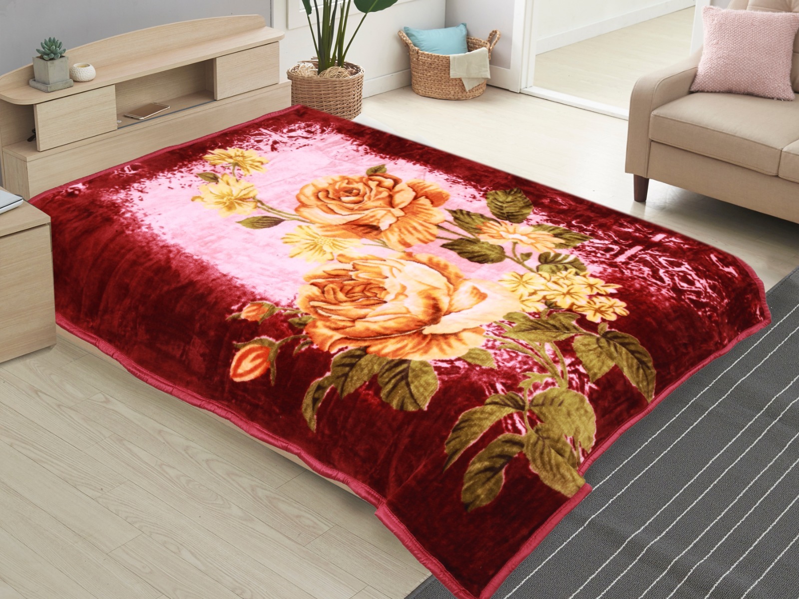 Single Bed Mink Blanket - 100% Cotton, Full Size | Plush, Soft, Plain Style For All Adults