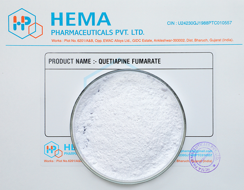 Quetiapine Fumarate - White Powder, 99% Minimum Purity | Assay 99-101%, Water Soluble, Sealed Containers For Controlled Environment Storage