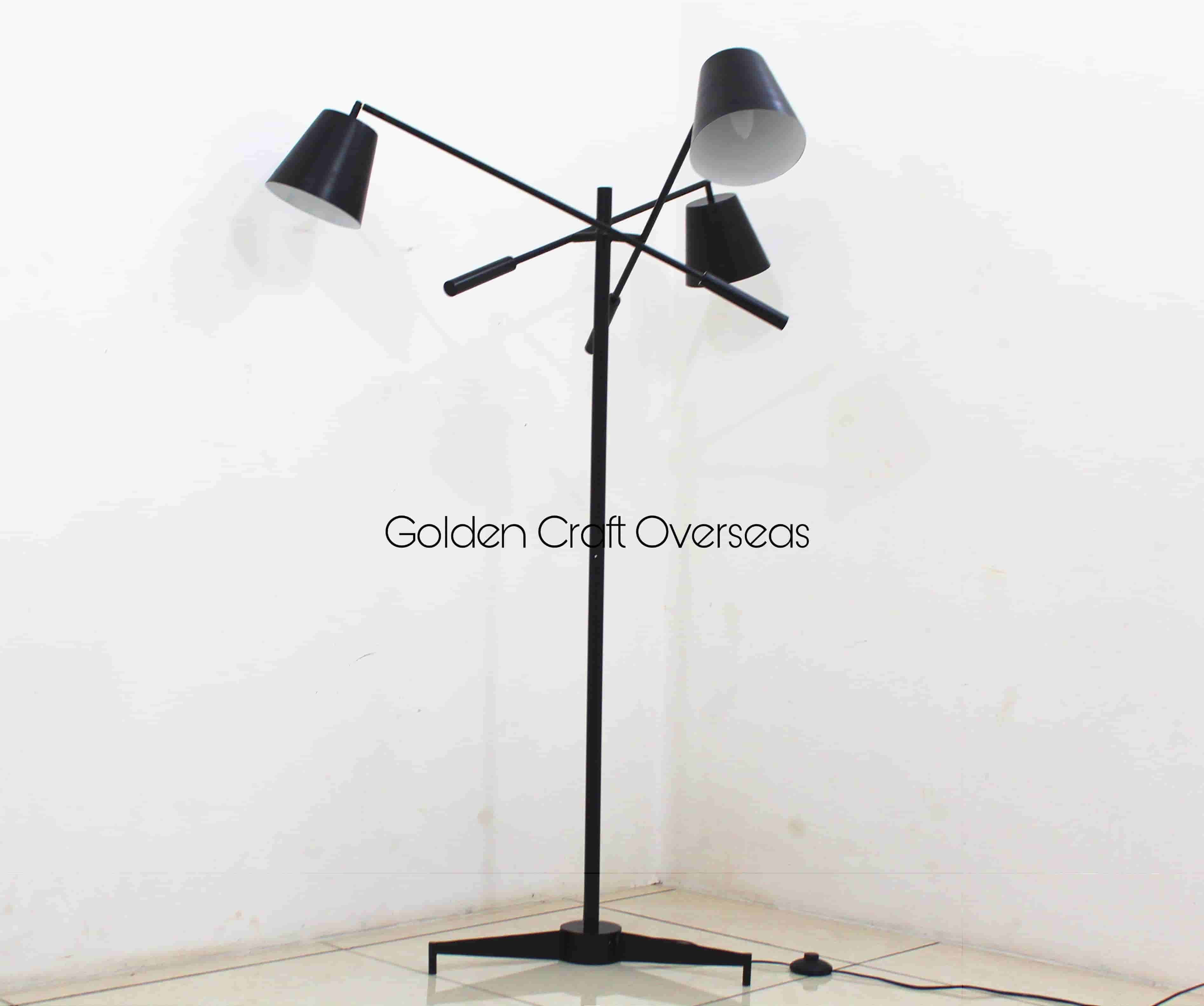 Rotating Shade Floor Lamp With Three Arms Black And White Finish - Light Source: Incandescent