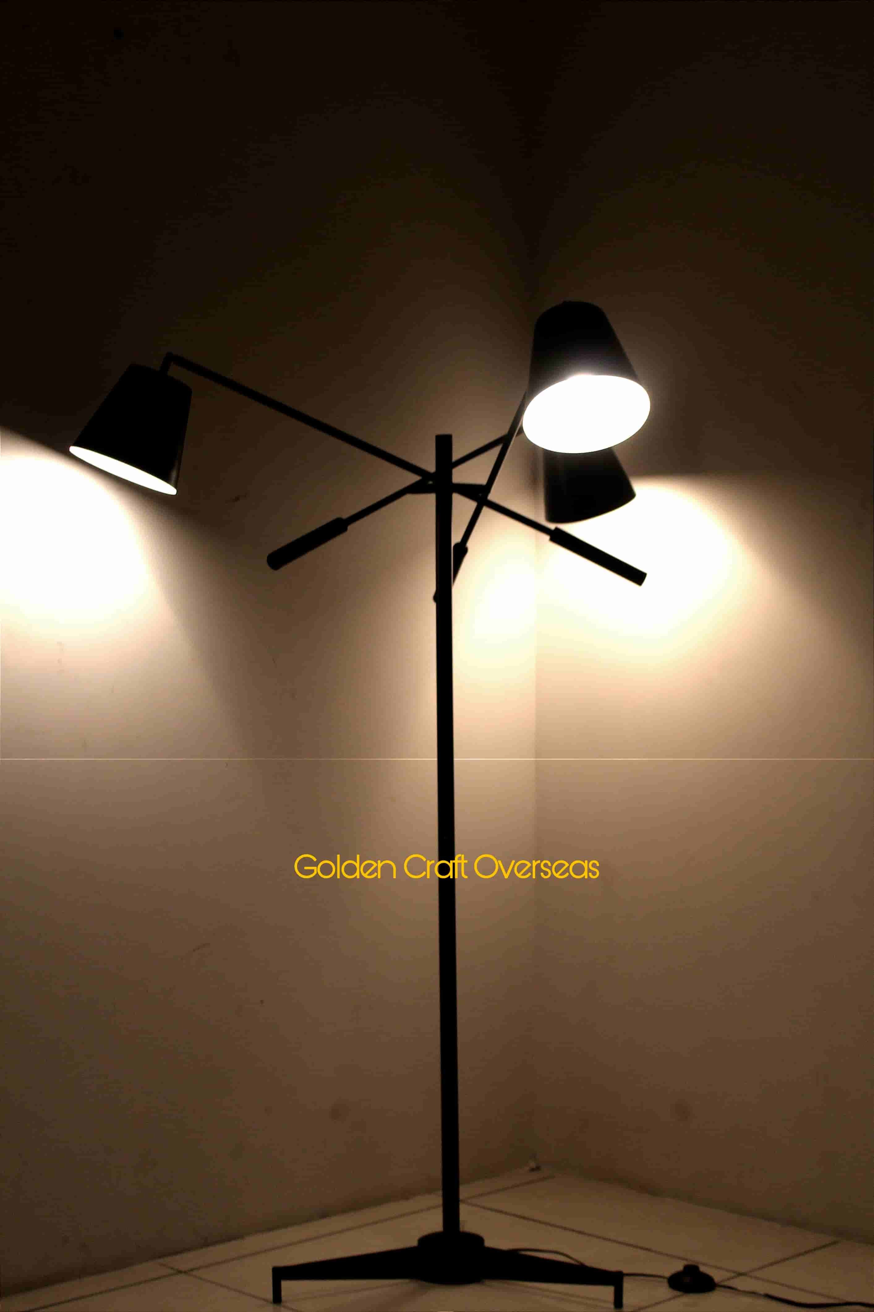 Rotating Shade Floor Lamp With Three Arms Black And White Finish - Light Source: Incandescent