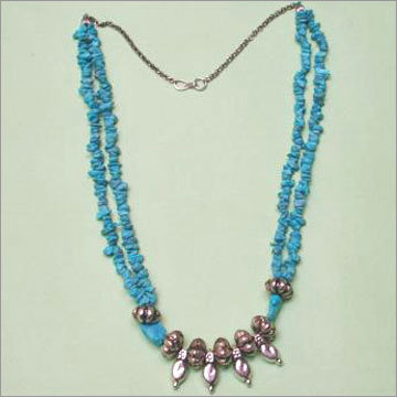 Uncut Stone Necklaces in Metal Beads