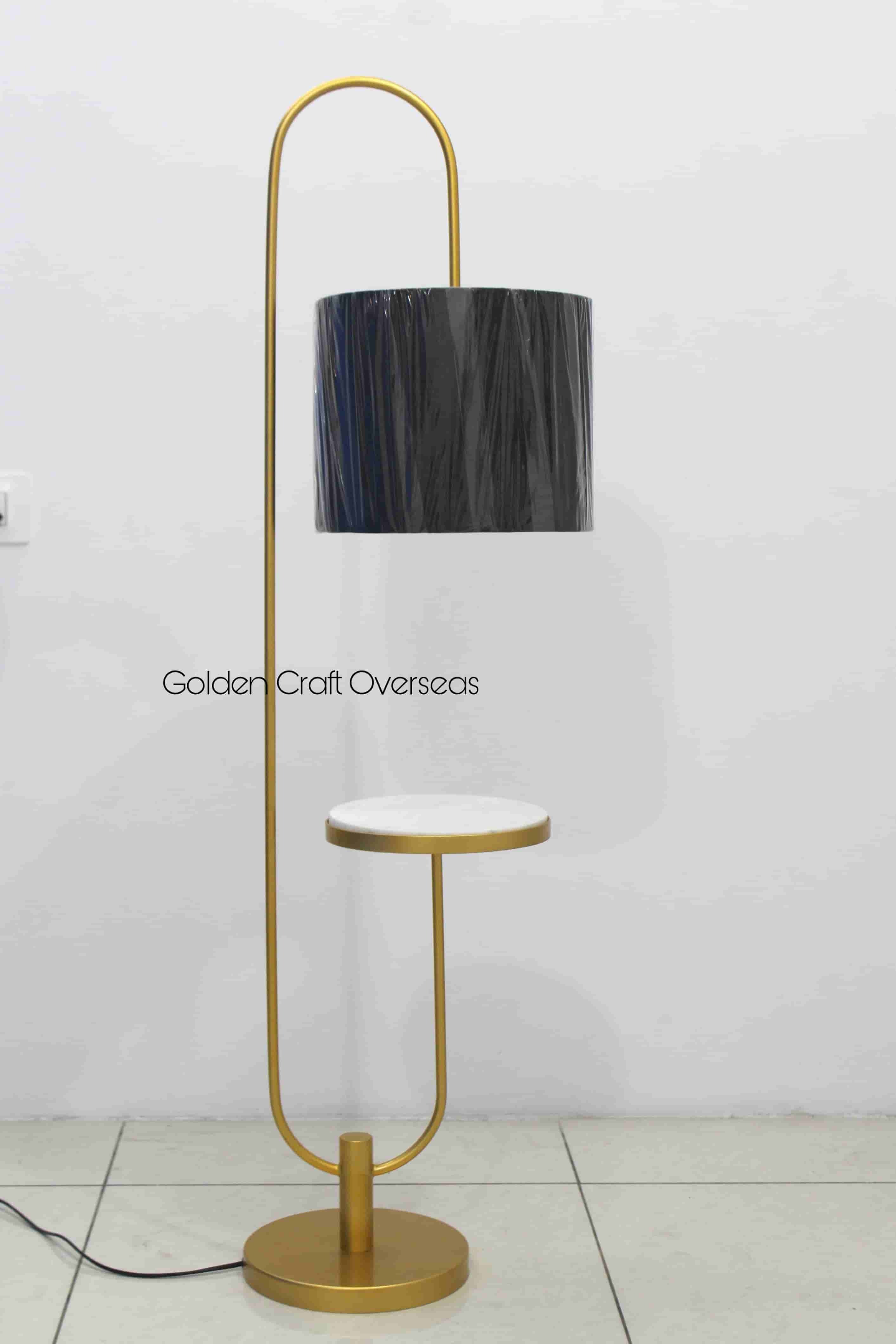 Floor Lamp Aka Side Table For Decors In Iron Powder Coated Finish - Color: Gold
