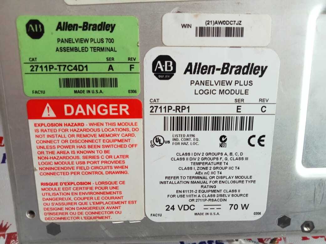 Allen Bradley 2711p-rp1 Hmi - Application: Industrial Automation