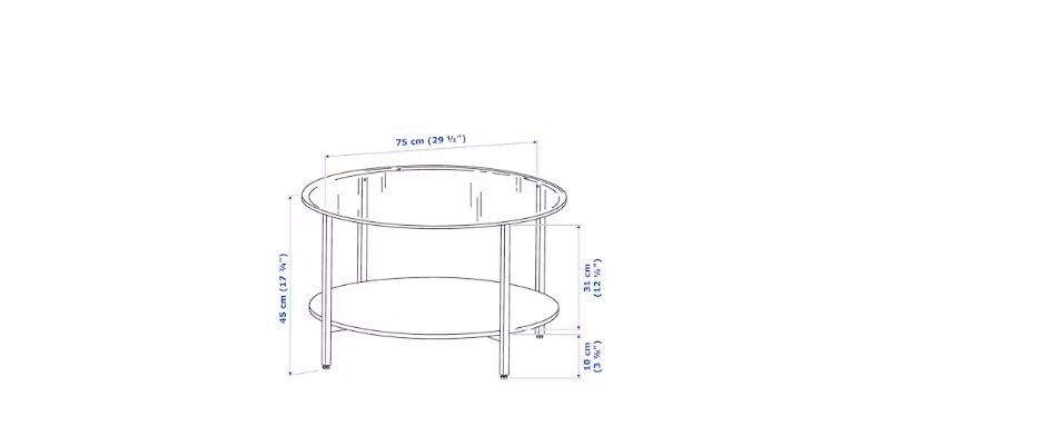 Coffee Table - Height: 45 Cm, Diameter: 75 Cm | Black-brown Finish, Ideal For Office, Home, Restaurant, Hospital