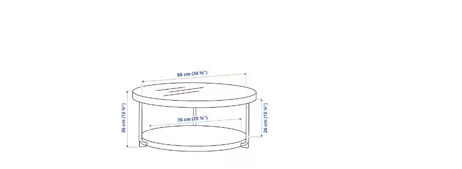 Fr Torp Coffee Table - Steel & Glass 88 Cm Diameter X 35 Cm Height Black Finish | Versatile Design For Home Office Restaurant And Bar