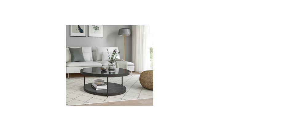 Fr Torp Coffee Table - Steel & Glass 88 Cm Diameter X 35 Cm Height Black Finish | Versatile Design For Home Office Restaurant And Bar