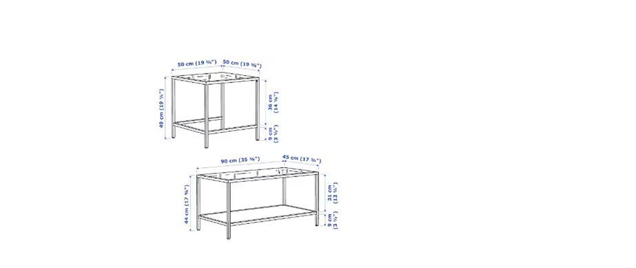 Coffee Table - Tempered Glass & Steel Frame, 90x50x50 Cm, Black Finish, Stylish Modern Design