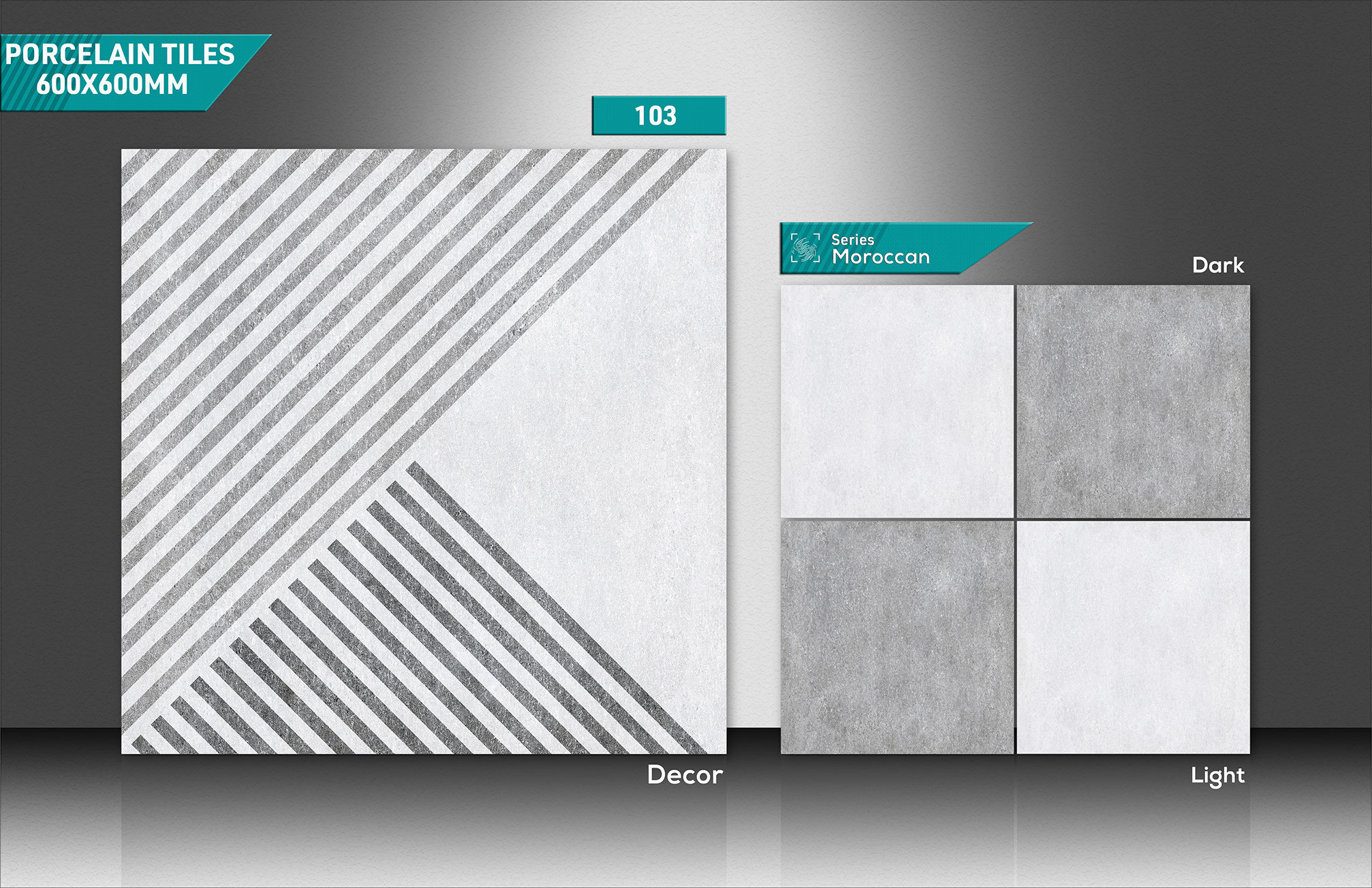 600x600mm Moroccan Tiles - Color: Teal