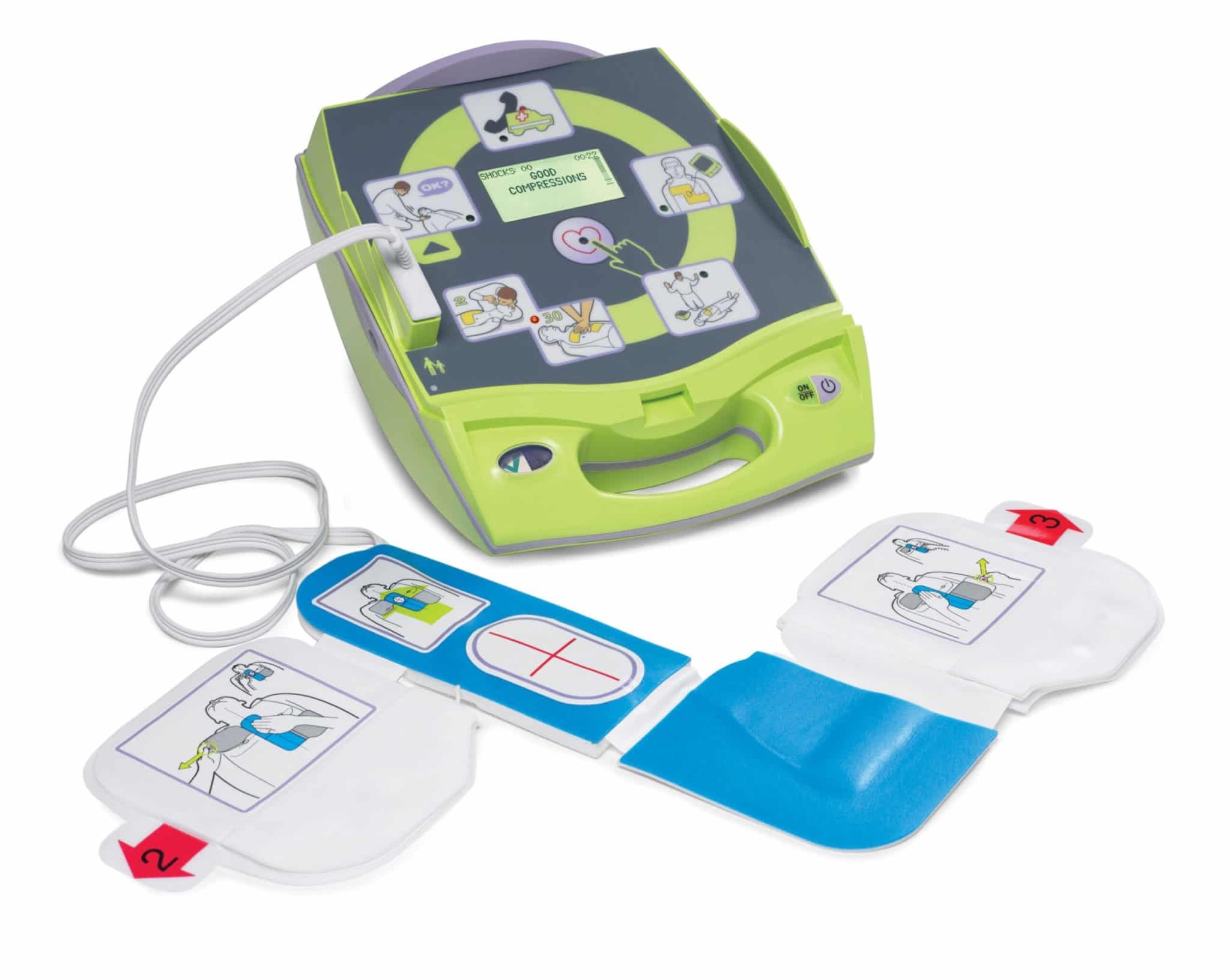 Zoll Aed Plus - Advanced Defibrillator With Real Cpr Help Technology | Five-year Battery, Cpr-padz For Adults & Pedi-padz Ii For Children, Voice & Visual Guidance