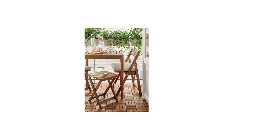 Outdoor Table - Solid Acacia, Height: 75 Cm (29 1/2") X Length: 75 Cm (29 1/2") X Width: 63 Cm (24 3/4"), Light Brown Finish, Weather-resistant Acrylic Stain