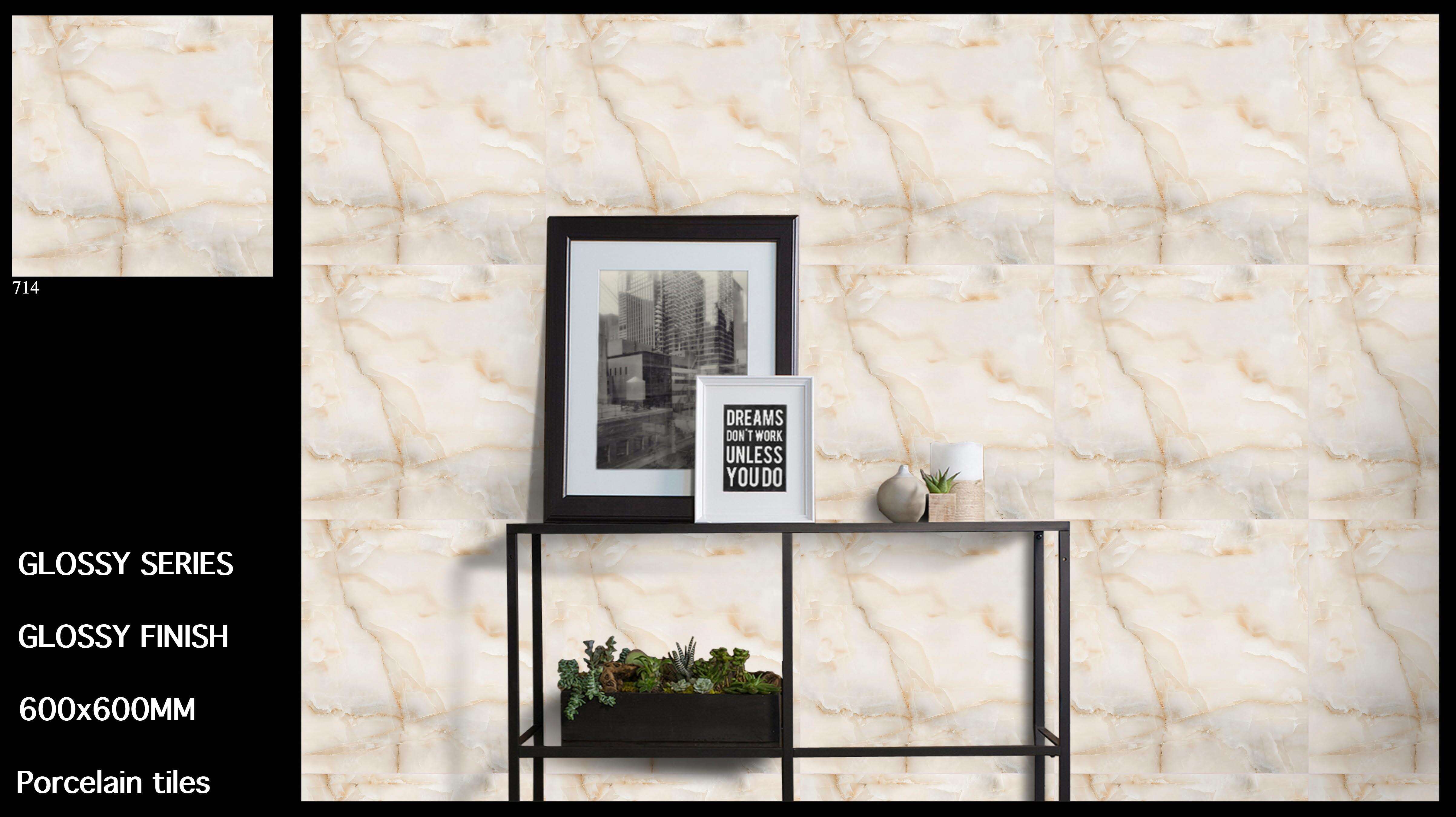 Glossy Porcelain Tiles - 600x600mm, Non-slip, Acid-resistant, Stain-proof Finish, Multi-color Options, 9mm Thickness, Polished Ceramic Tiles