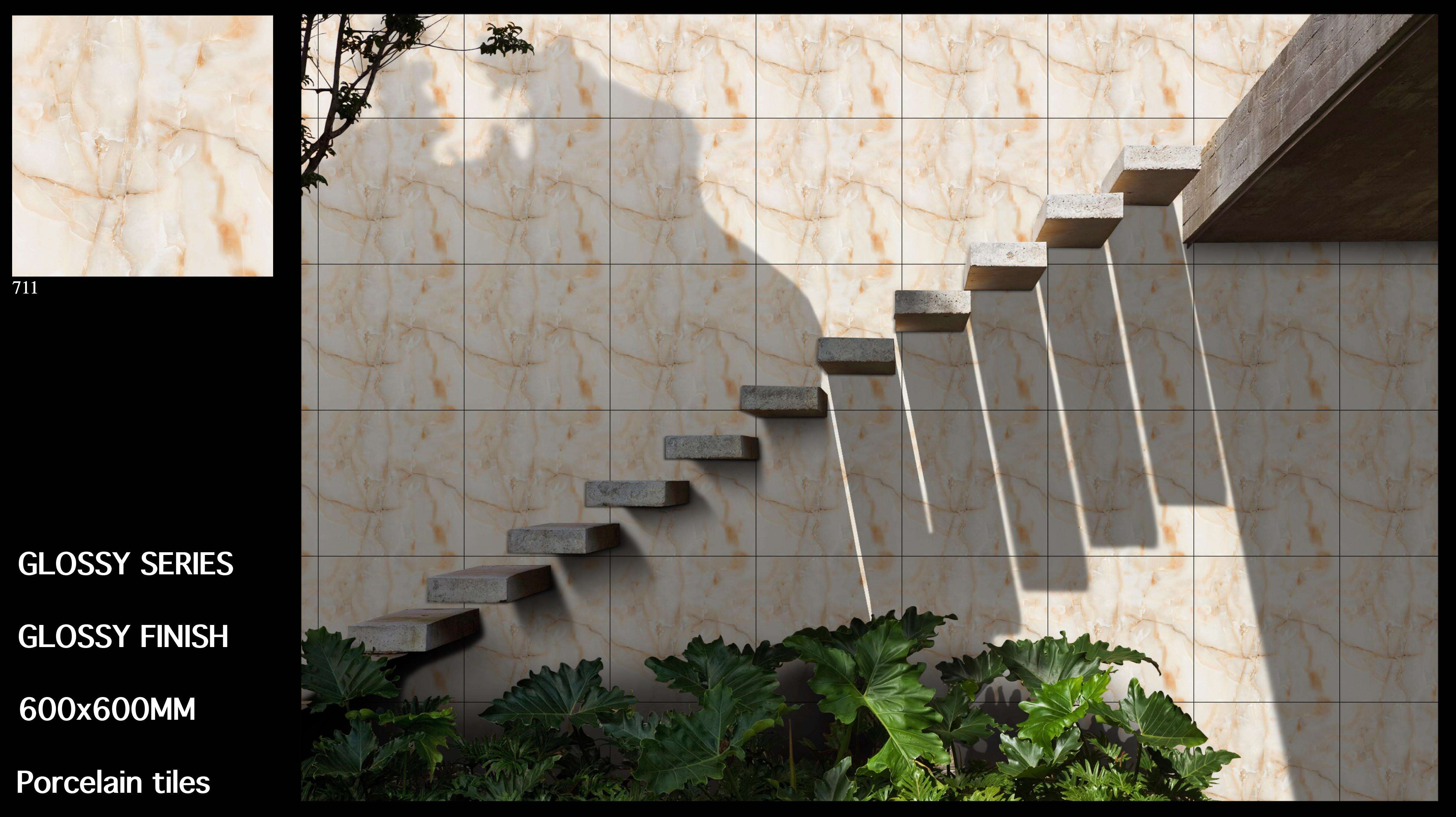 Glossy Porcelain Tiles - 600x600mm, Non-slip, Acid-resistant, Stain-proof Finish, Multi-color Options, 9mm Thickness, Polished Ceramic Tiles