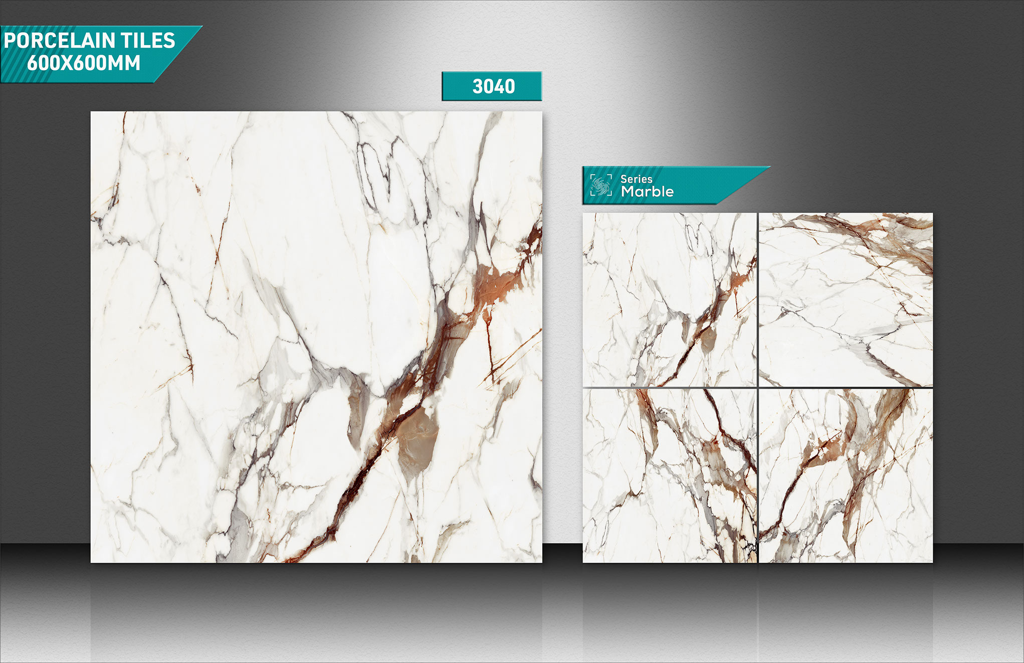 600x600mm Porcelain Marble Tiles - Color: Blues