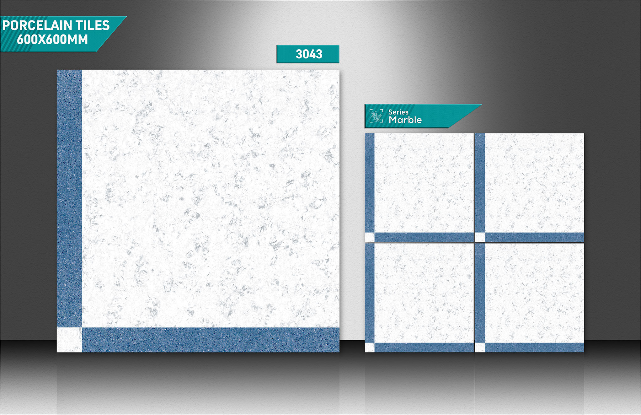 600x600mm Porcelain Marble Tiles - Color: Blues