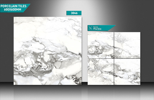 Marble Ceramic Tiles - 600x600mm Porcelain, +0.3% Straightness, Acid-Resistant, Antibacterial, Non-Slip, Wear-Resistant, Stain Proof