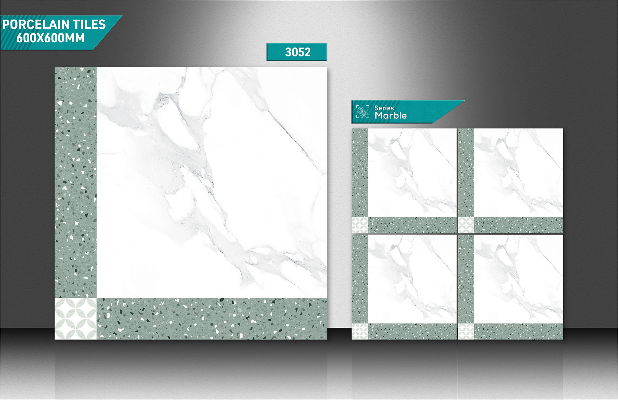 Marble Ceramic Tiles - 600x600mm Porcelain, +0.3% Straightness, Acid-resistant, Antibacterial, Non-slip, Wear-resistant, Stain Proof