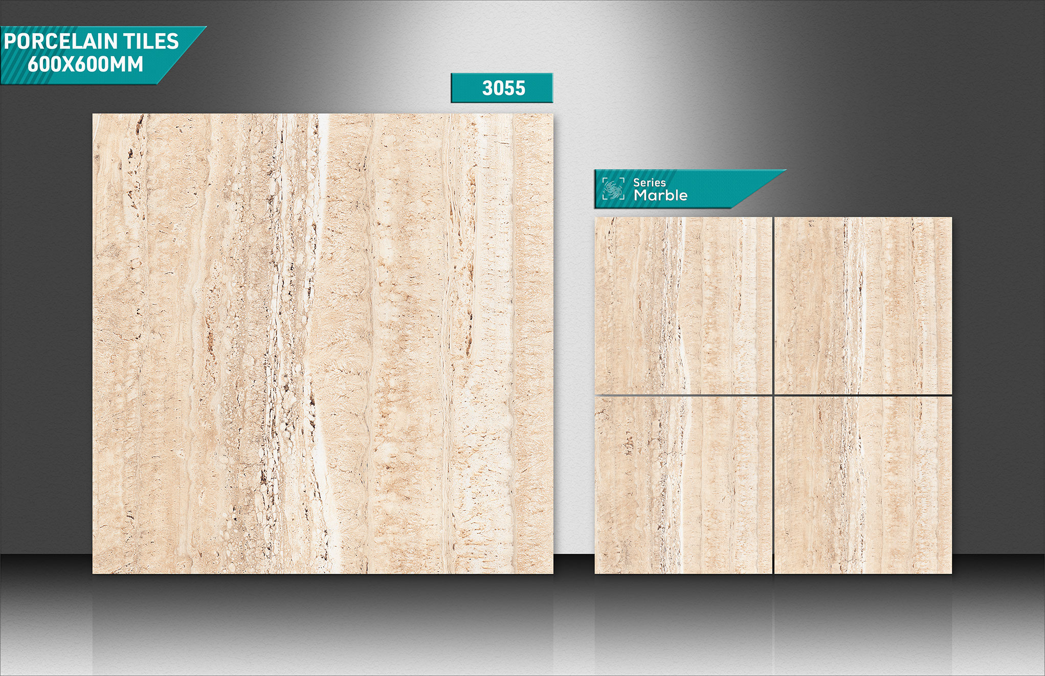 2x2 Marble Series Ceramic Tiles - Color: Blacks