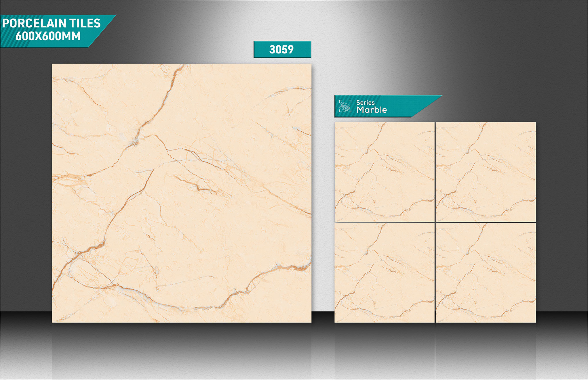 2x2 Marble Series Ceramic Tiles - Color: Blacks