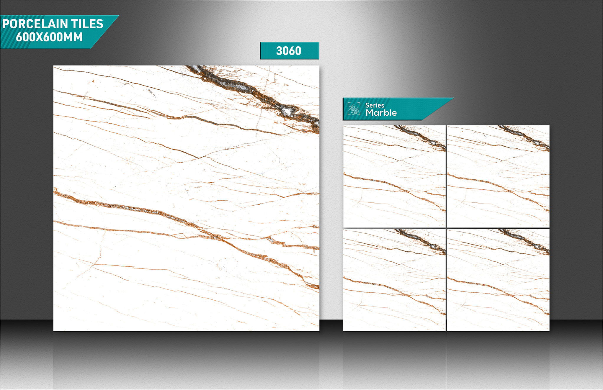 2x2 Marble Series Ceramic Tiles - Color: Blacks