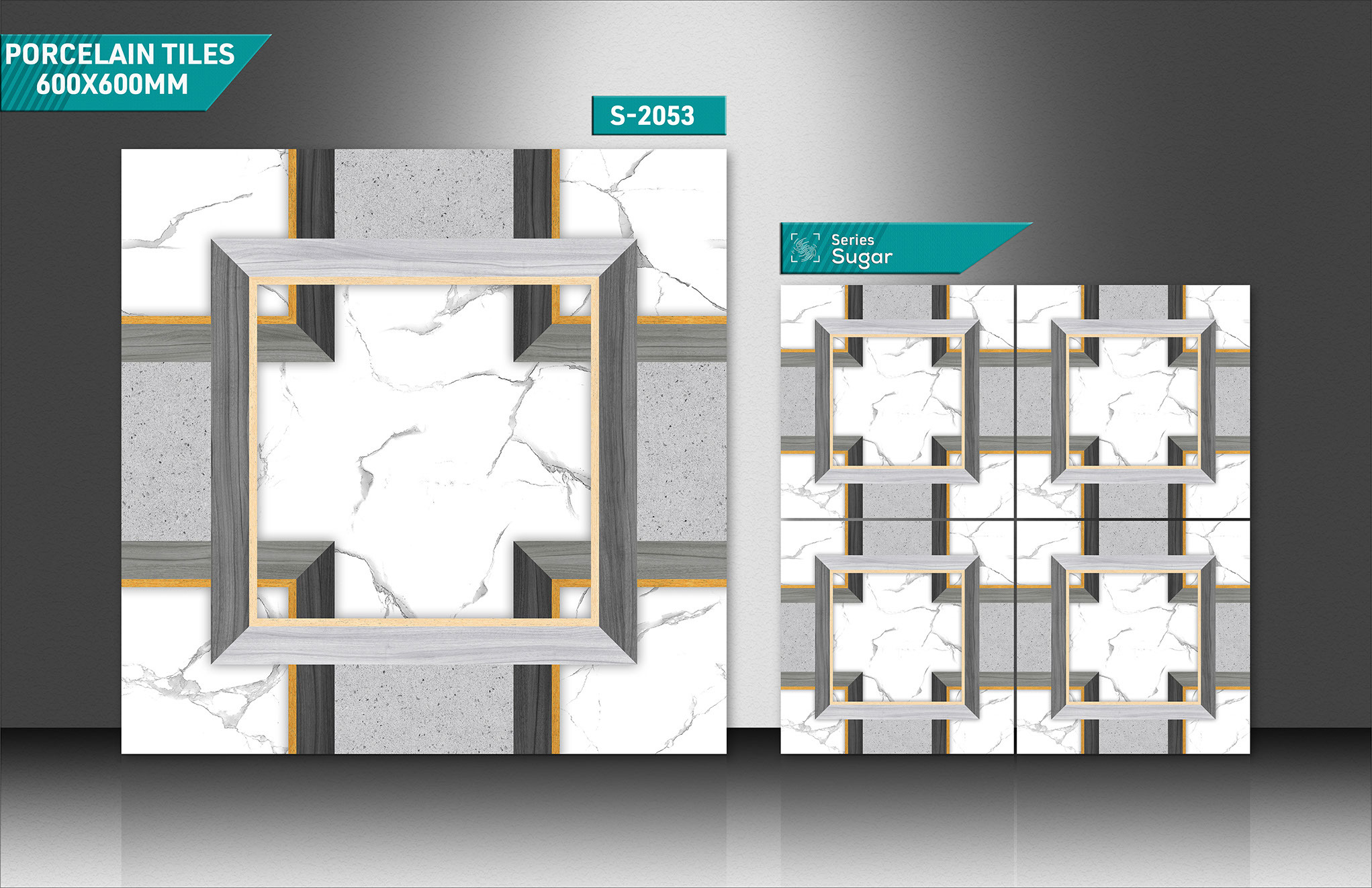 Porcelain Tiles - 600x600mm Dimensions, Acid-resistant, Non-slip , Stain-proof Finish, 9mm Thickness, Multi-color Options