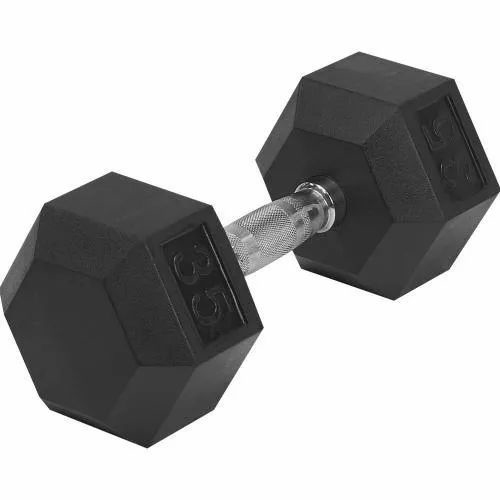 Hex Rubber Dumbbell - Commercial Grade | Manual Operation, Designed for Muscle Toning, Perfect for Biceps Exercises