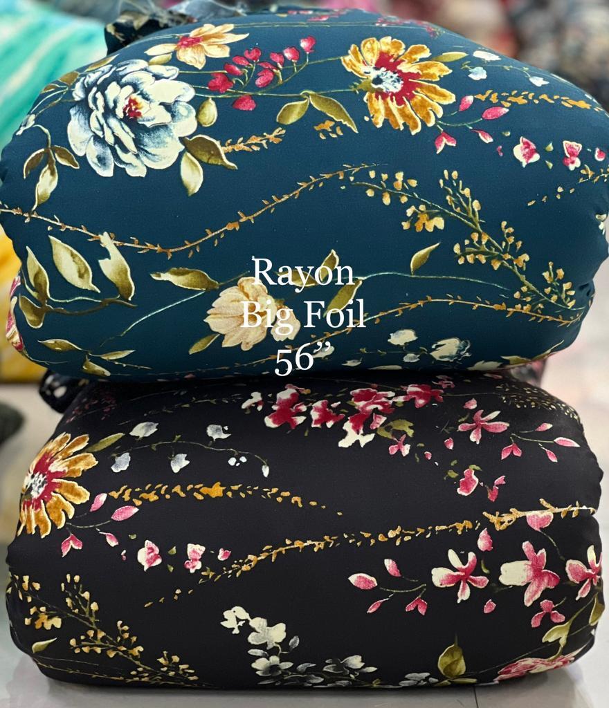 Rayon Print Badda Panna - 17kg, 58x56 Inches | Quick Dry, Washable, Smooth Texture, Printed For Kurti And Dress Usage