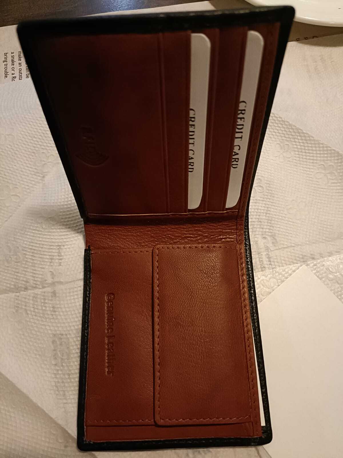 Mens Black And Tan Leather Wallet - Bi-fold, 100% Genuine Leather | Stylish And Elegant Design, Sleek Slim Fit, Credit And Currency Compartments