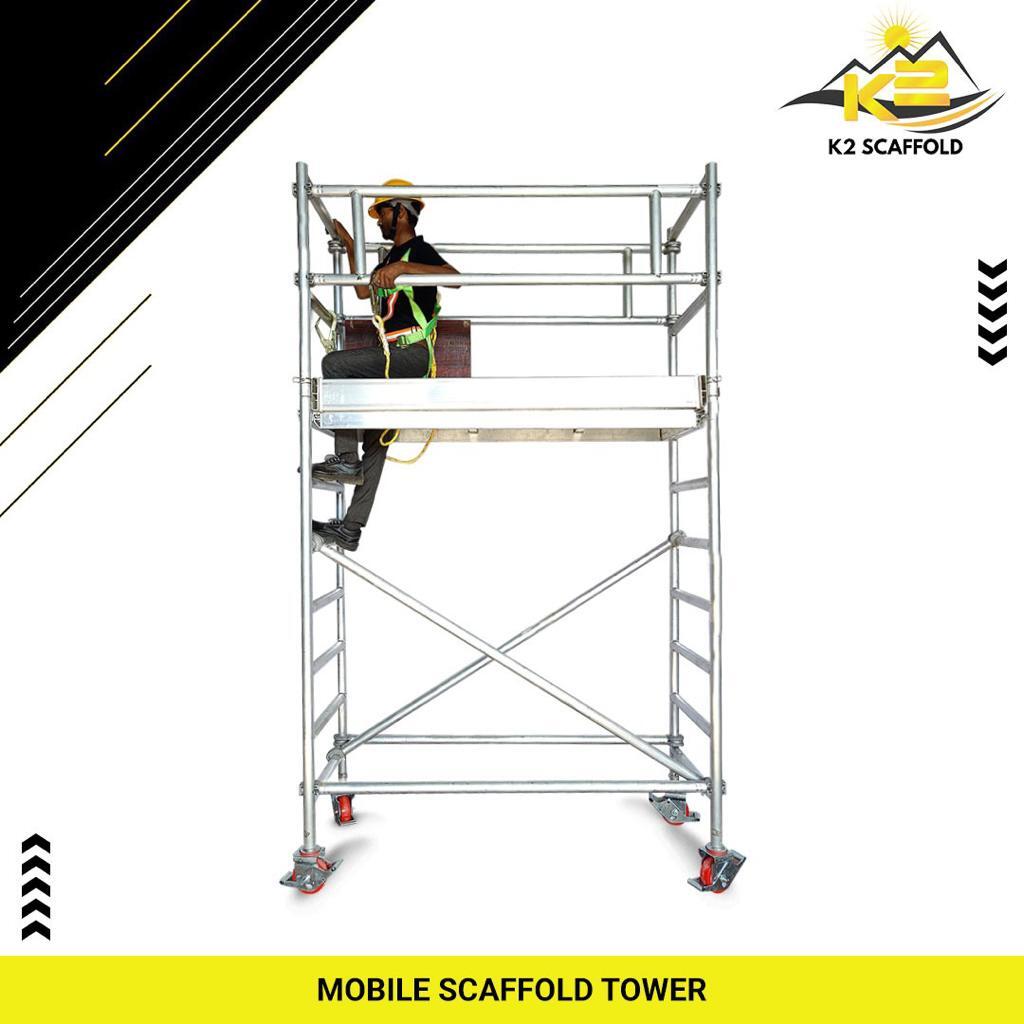 Aluminum Mobile Scaffold Tower - 1.8m Length, 0.75m Width | Lightweight, Portable, Safe Narrow Access Solution