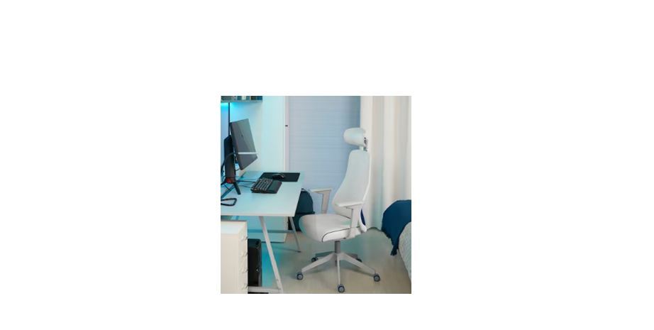 Gaming Chair - White Finish, Depth: 66 Cm, Max Height: 132 Cm, Seat Height Adjustable From 47 Cm To 59 Cm | Ergonomic Design, Neck & Armrest Adjustment