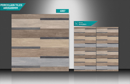 2x2 Wooden Porcelain Tiles - 600x600mm, Ceramic Material | Non-Slip, Wear-Resistant, Acid-Resistant, Stain Proof, Polished Finish