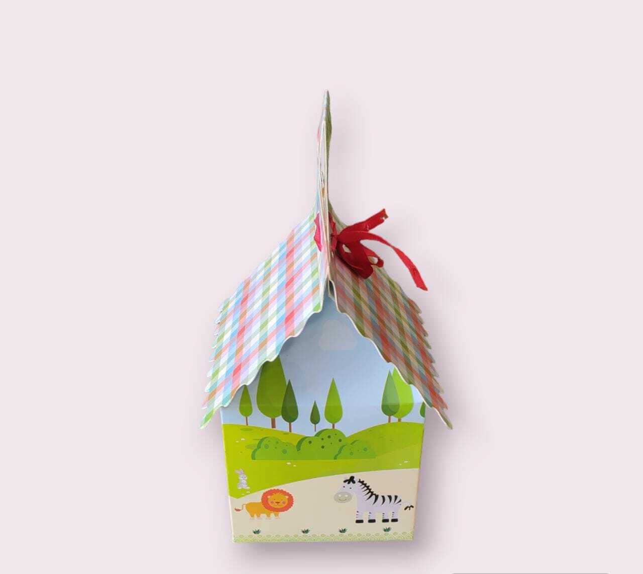 Handmade Paper Hut Gift Box - 350gsm Paper Material, 6x6x4 Inches Size | Square Shape, Matte Lamination Finish, Easy To Assemble, Versatile Use