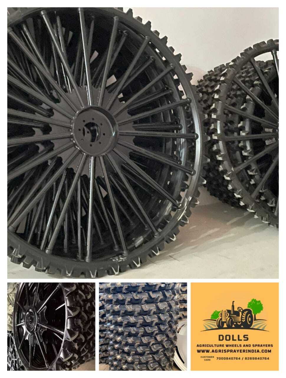Solid Rubber Tractor Wheel - Color: Black