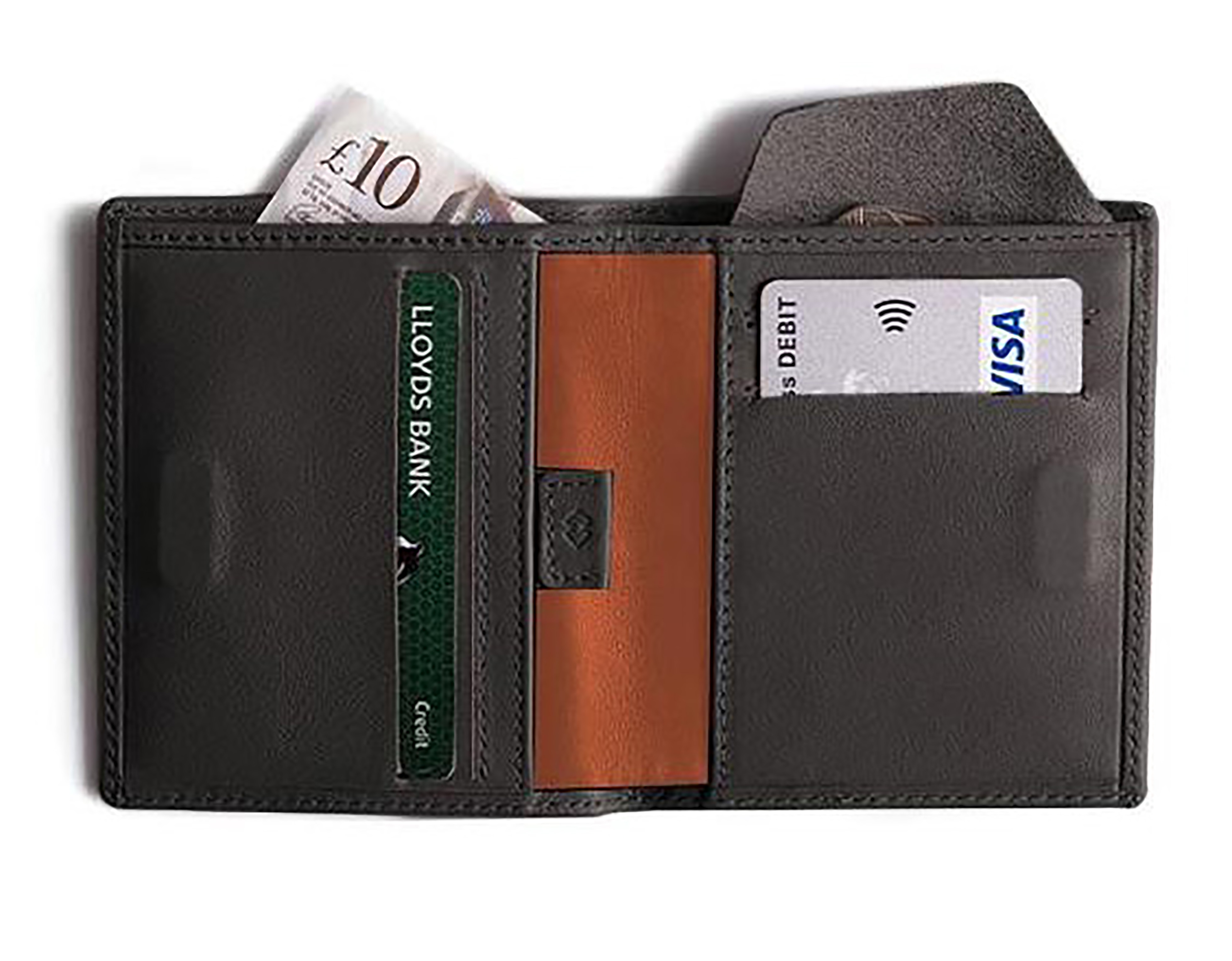 Leather Card Holder - 100% Genuine Leather, Slim Design With Credit And Currency Pockets, Elegant Stitching Details
