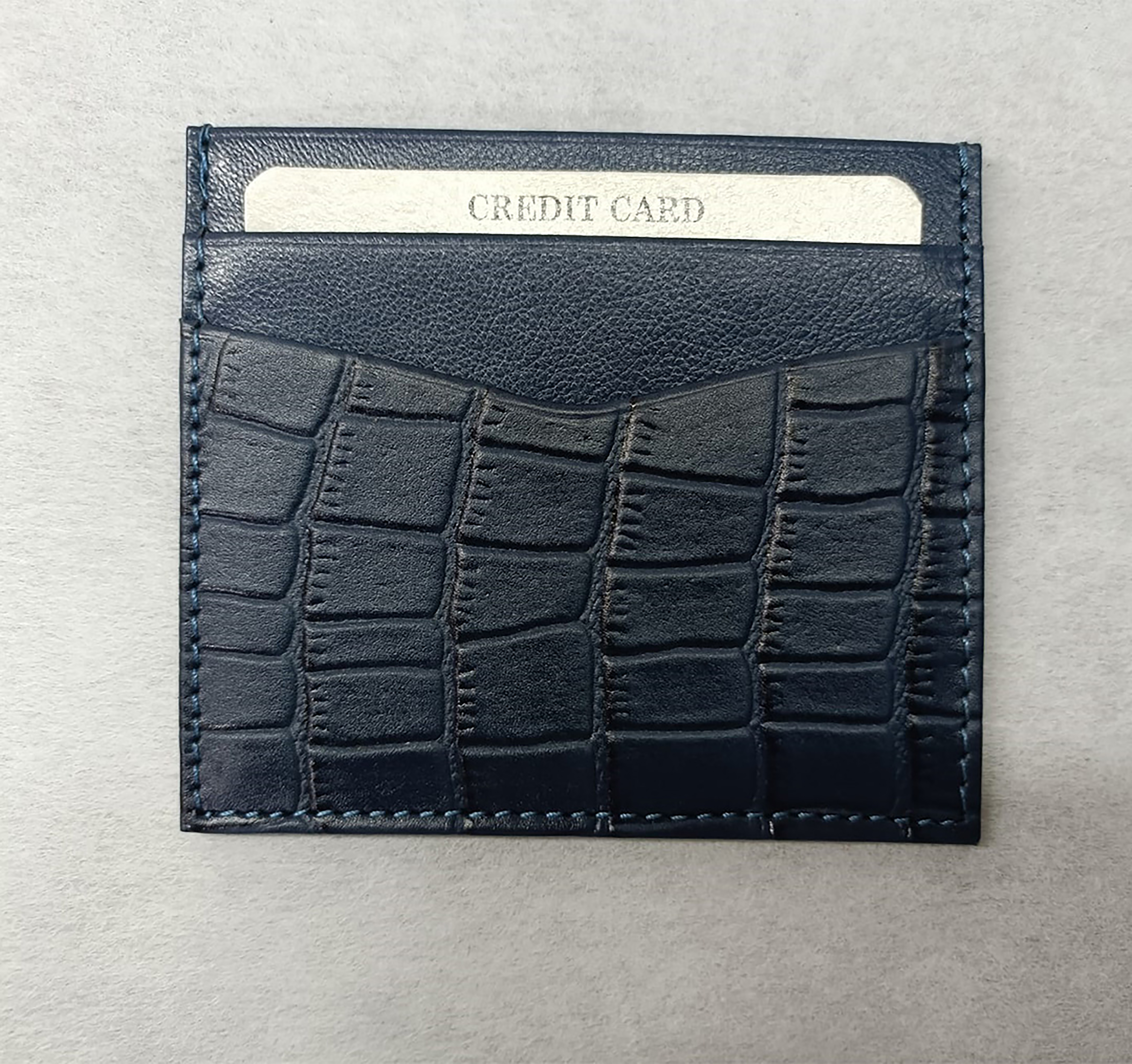 Leather Card Holder - 100% Genuine Leather, Slim Design With Credit And Currency Pockets, Elegant Stitching Details