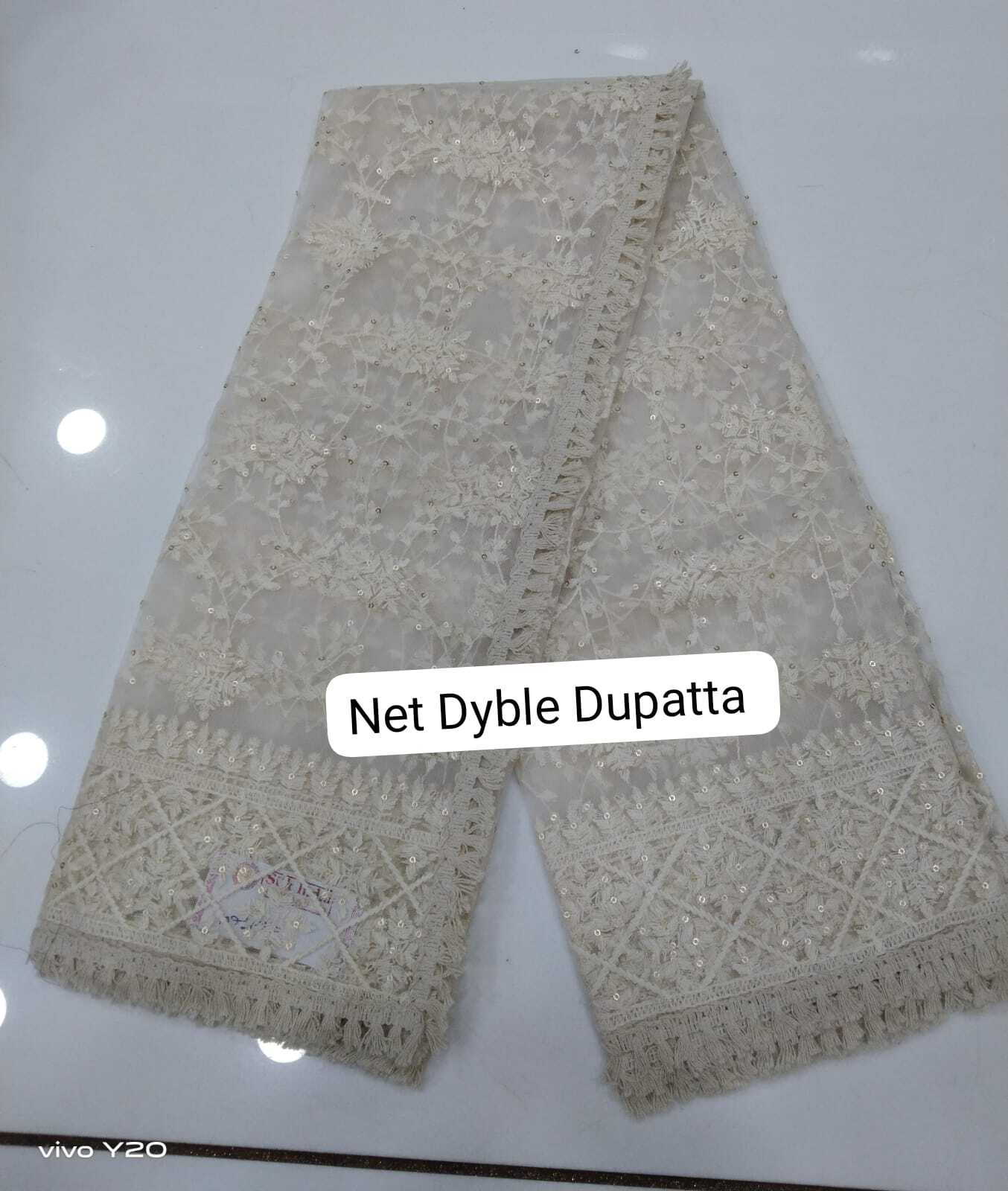 Net Dyble Dupatta - Color: White