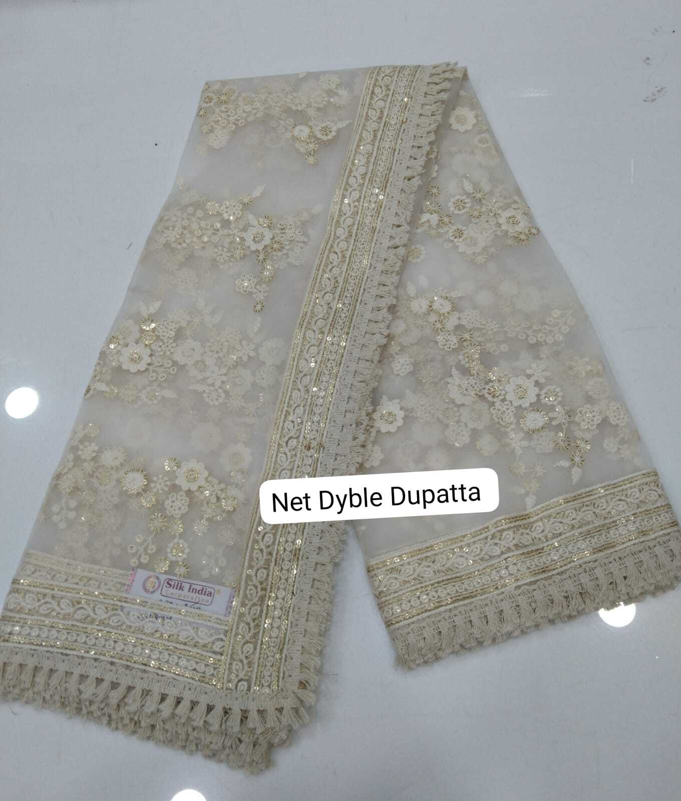 Net Dyble Dupatta - Color: White